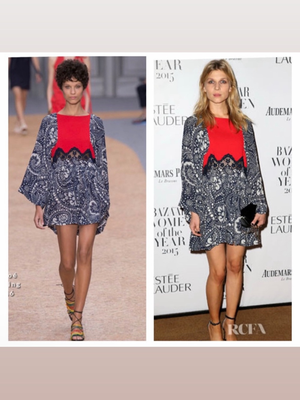 Chloé Blue Red Mini Dress Lace Floral Paisley 8 Cocktail Party Wedding Guest 🟡